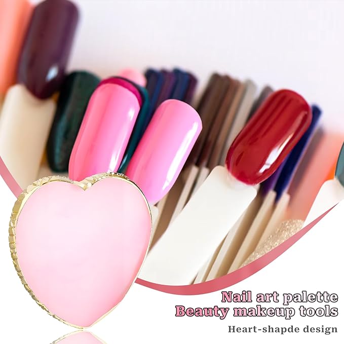 Resin Nail Art Palette Nail Mixing Palette Nail Art Painting Mixed Color Palettes Gold Edge Nail Holder Display Board Cosmetic Mixing Tools (Pink)-Velvo Beauty