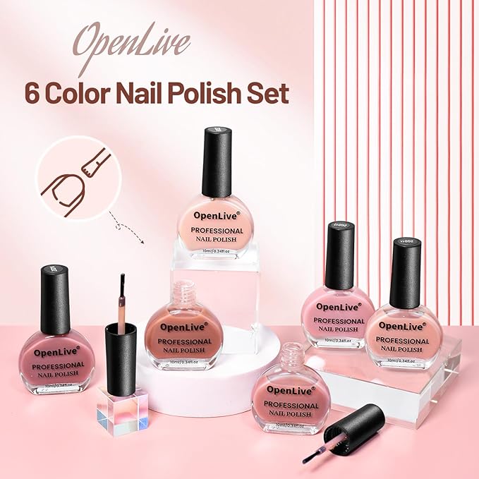 Jelly Nail Polish Set 6 Colors Nude Pink Pale Purple Jelly Quick Dry Nail Polish Set for Nail Art Manicure DIY Salon-Velvo Beauty