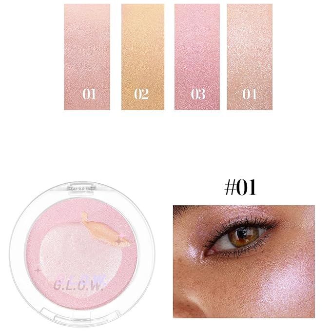 Highlighter Makeup Palette Face Highlighter Palette Glitter Highlighter Powder Palette Iluminadores de Maquillaje for Face Highlighters & Illuminator (Purple)-Velvo Beauty