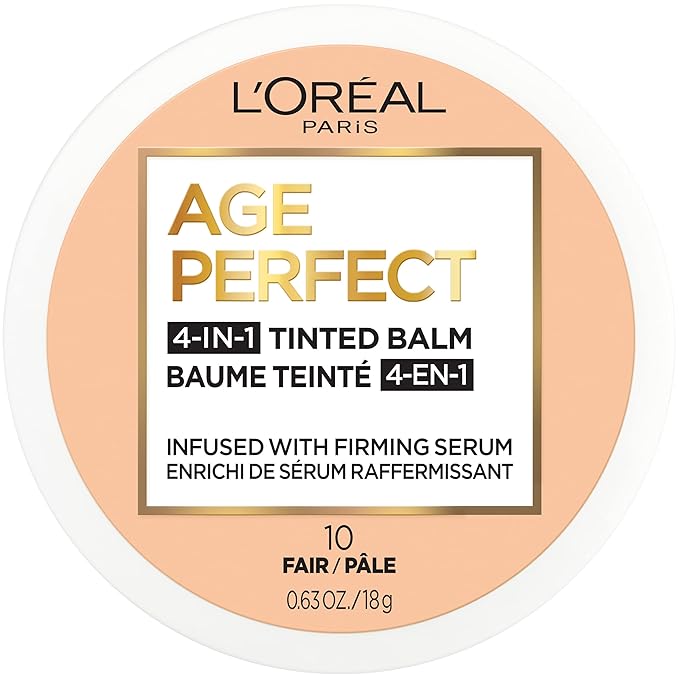 L'Oreal Paris Age Perfect 4-in-1 Tinted Face Balm Foundation with Firming Serum, Fair 10, 0.61 Ounce-Velvo Beauty