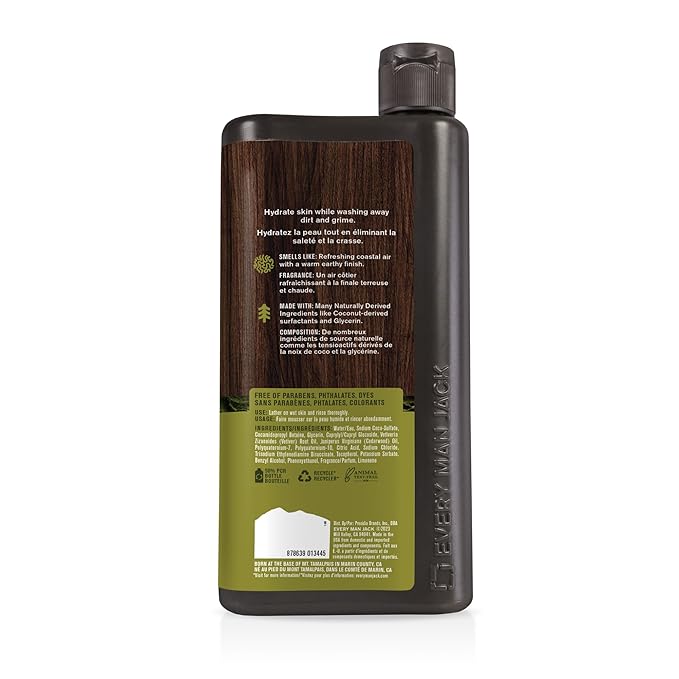 Every Man Jack Nourishing Coastal Moss Mens Body Wash for All Skin Types - Naturally Derived Ingredients - Cleanse and Hydrate Skin with Coconut and Glycerin - 24oz 2 Bottles-Velvo Beauty