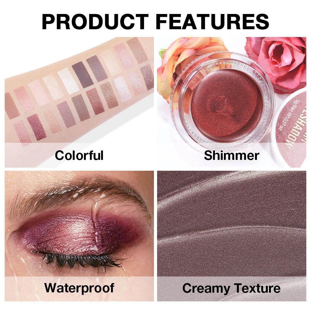 Cream Glitter Taupe Shimmer Metallic Eyeshadow Palette Makeup, Natural Single Mini Instant Holographic Eyeshadow For Women, Sombras Crema Para Ojos, Talc, Paraben & Cruelty Free, R04-Velvo Beauty