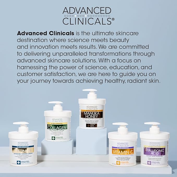 Advanced Clinicals Retinol Body Lotion Moisturizer Face Lotion & Body Cream | Crepey Skin Care Treatment Targets Look Of Crepe Skin, Wrinkles, Sagging Skin, & Sun Damaged Skin, 16 Oz-Velvo Beauty