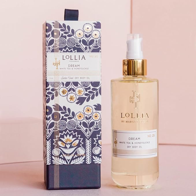 LOLLIA Dream Dry Body Oil, 6.8 Fl. Oz. – White Tea & Honeysuckle – Women’s, Scented, Moisturizing, Dry Body Oil for Women, For All Skin Types-Velvo Beauty