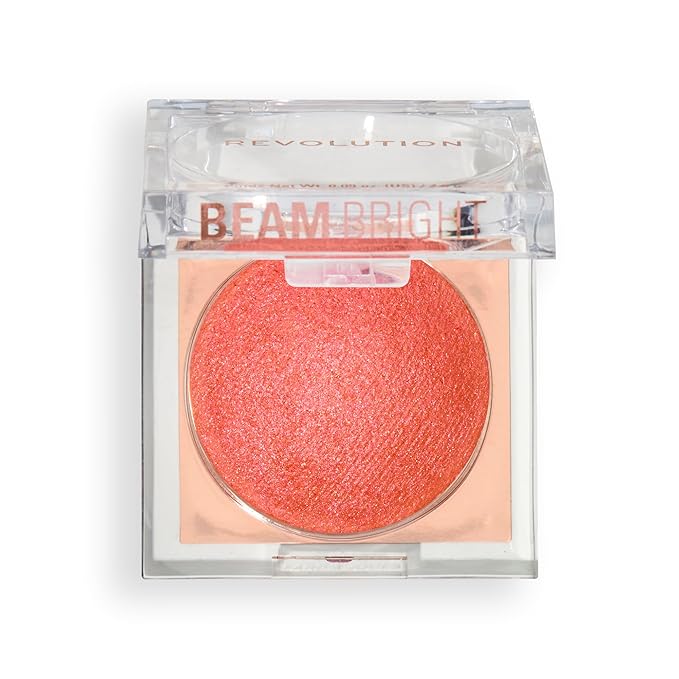 Revolution, Beam Bright Blush, Blendable & Buildable Face Powder Blush, Luminous Finish for Radiant Cheeks, Vegan & Cruelty-Free, Orange Crush, 0.09 Oz-Velvo Beauty
