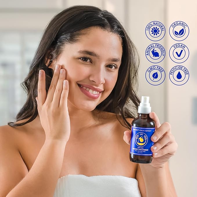 Ancient Greek Remedy After Shower Body Oil for Women - Organic Face Oil & Body Moisturizer for Dry Skin with Sweet Almond, Jojoba, Olive, Lavender and Vitamin E Oil - Natural Clean Skincare, 4 oz-Velvo Beauty