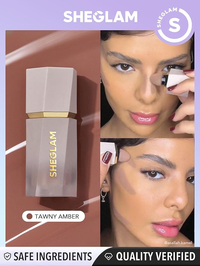 SHEGLAM Sun Sculpt Cool Toned Liquid Contour Stick Long Lasting Cream Bronzer Makeup - Tawny Amber-Velvo Beauty