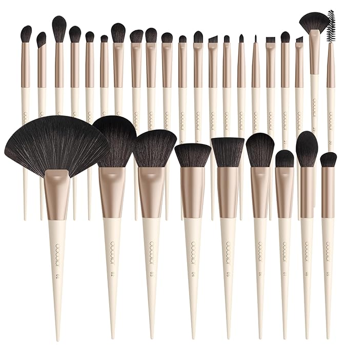 docolor Makeup Brushes Professional 30Pcs Make up Brushes Set Premium Synthetic Kabuki Foundation Blending Brush Face Powder Blush Concealers Eye Shadows Beige-Velvo Beauty