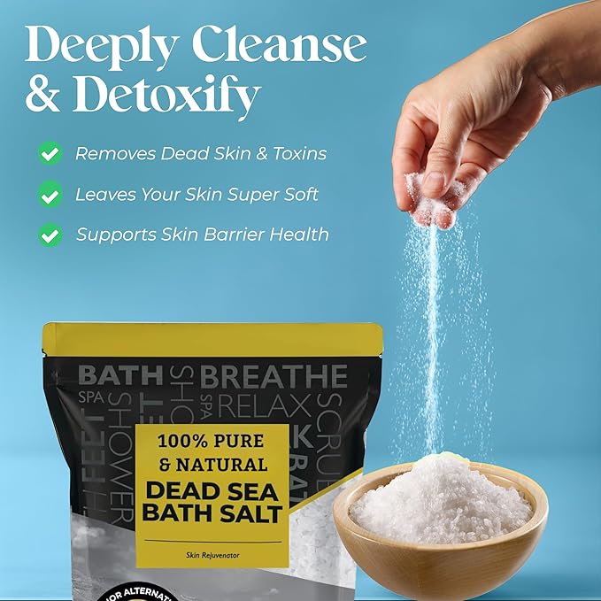 Aromasong Dead Sea Salt - Spa Bath Salt - 19 Lbs Fine Grain Bulk - 100% Pure - Better Absorbing Than Epsom Salt - Soak for Women & Men for Skin Issues and to Relax Tired Muscles - Resealable Pack.-Velvo Beauty
