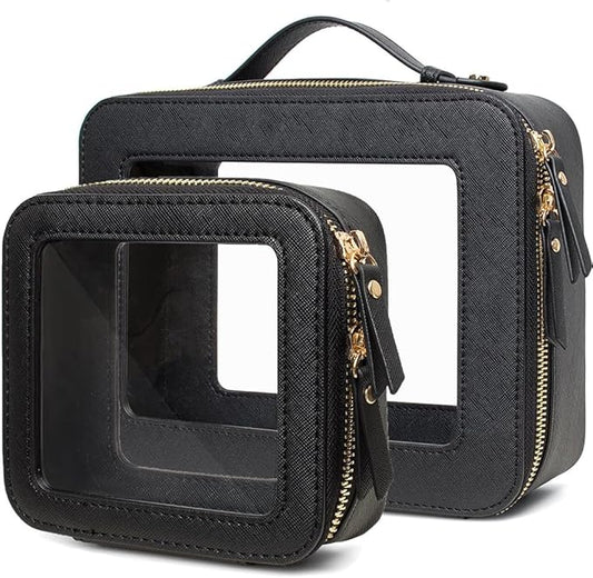 Clear Makeup Bag Small, TSA Approved Portable Toiletry Bag with Zipper Cosmetic Travel Bag Makeup Organizer Case Mini Makeup Pouch for Purse Car Organizer Bag for Women Men-Velvo Beauty