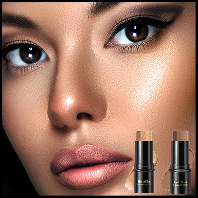 MIELIKKI 2Pcs Cream Contour Stick Makeup, Highlighter Stick and Bronzer Stick for Face Sculpting, Easy to Apply & Blend, Long Lasting, Waterproof, Matte Finish,0510-Velvo Beauty