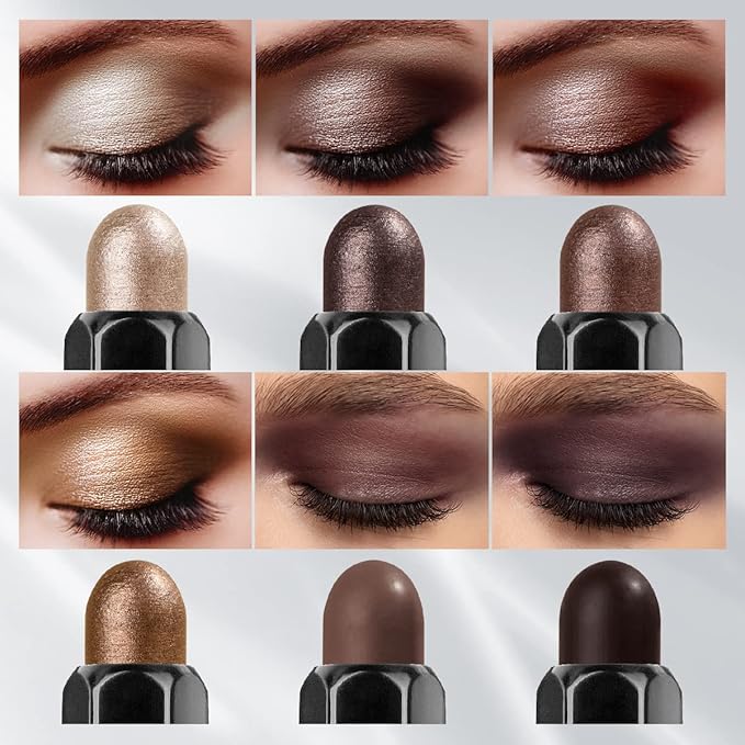 6PCS Cream Eyeshadow Stick Makeup Sets, Metallic And Matte Shimmer Eye Shadow Eye Brightener Stick Pencil Crayon, A02-Taupe Mauve-Velvo Beauty
