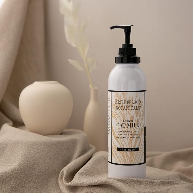 Archipelago Botanicals Oat Milk Lotion, Nurturing and Soothing Daily Moisturizer for Dry or Sensitive Skin, Hydrating Body Lotion, Paraben-Free, Phthalate-Free, 18 oz-Velvo Beauty