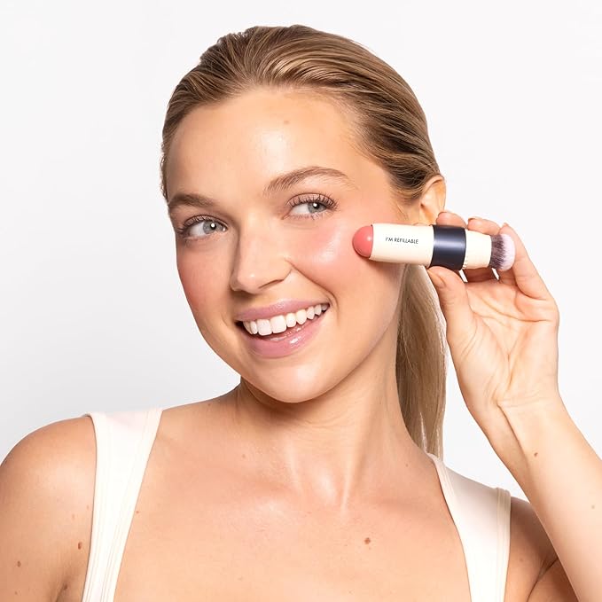 Trestique Blush Stick, Vegan Blush Stick With Built-In Blush Brush, Pink Blush Makeup For Women, Rose Blush Makeup, 2-In-1 Creamy Blush Makeup-Velvo Beauty