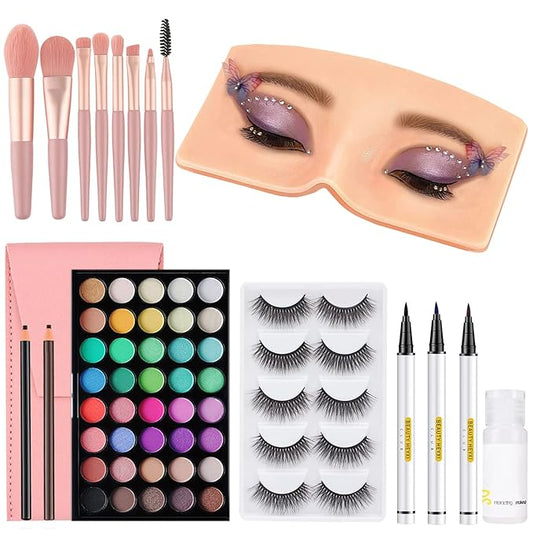 Makeup Practice Face Board, 3D Reusable Makeup Mannequin Face Eyeshadow Mannequin, Make up Practice Face with Makeup Kit for Professional Makeup Artists Students and Beginners to Practice Eyes Makeup-Velvo Beauty