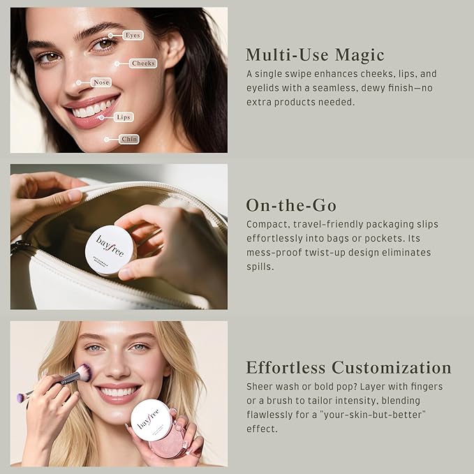 Multi Glow Balm Set, Cream Blush with Double-ended Brush, Radiant Finish, Hydrating, Creamy, Radiant Finish, Lightweight & Blendable Color, Face Balm-Velvo Beauty