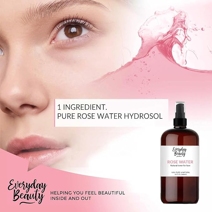 Rose Water Facial Toner - 16oz Bulk Alcohol-Free Vegan All Natural Refreshing for Face and Hair - Uplifts, Calming & Soothing for All Skin Types-Velvo Beauty