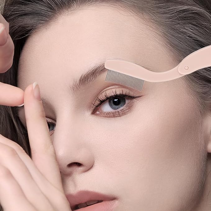 Eyelash Comb MSQ Eyelash Separator Tool Eyelash Comb Separator Folding Eyelash Brush Separator Lash Comb for Eyelash Makeup Brush (khaki)-Velvo Beauty
