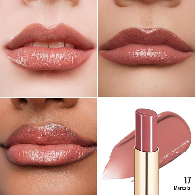 Oulac Shine Red Lipstick for Women, 2 in 1 Glossy Light Red Tinted Lip Balm, Hydrating Lipstick for Dry Lips, Moisture Shine Juicy Finish Vegan 2.2g/0.07oz (17)-Velvo Beauty