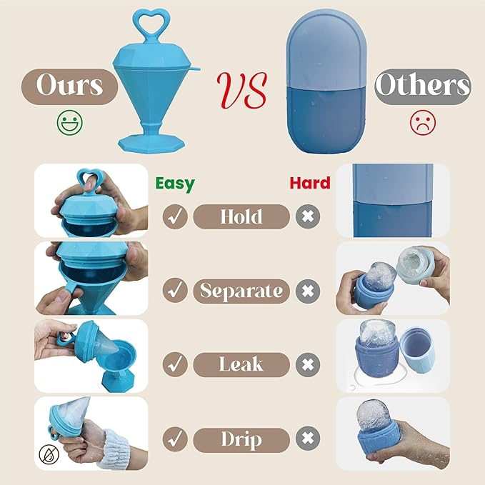 Rena Chris Ice Roller for Face: Diamond Ice Facial Roller, Reach Detailed Areas, De-Puff Eye Bags, Reusable Silicone Massage Ice Mold with Face Wash Wristband, Skin Care Tools for Women(Blue)-Velvo Beauty