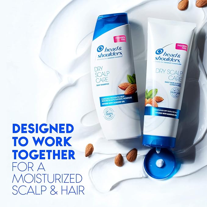 Head & Shoulders Shampoo, Daily-Use Anti-Dandruff Paraben Free Treatment, Dry Scalp Care with Almond Oil, 32.1 fl oz, Twin Pack-Velvo Beauty