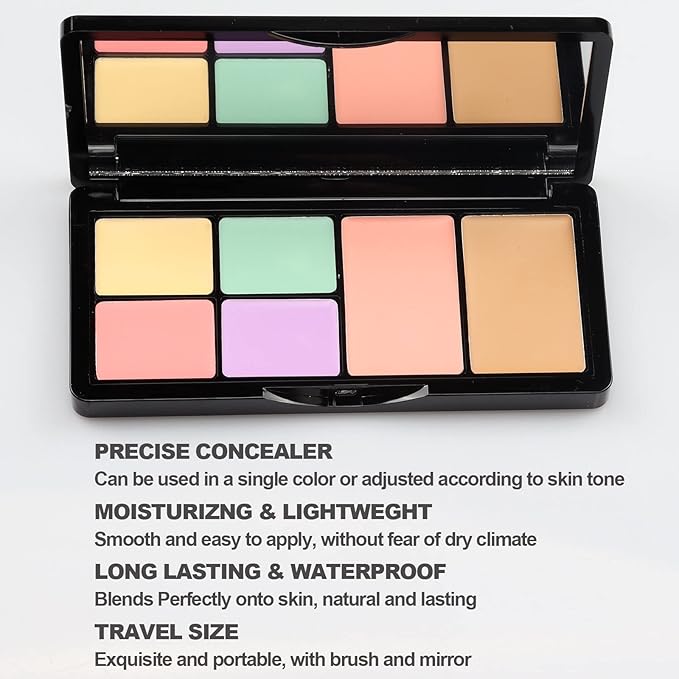 Concealer Contour Palette, Cosmetics Cream Contour and Highlighting Makeup Kit,6 In 1 Contouring Foundation Concealer Palette Conceals Dark Circles,Blemish, Waterproof Long-Lasting-Cruelty Free (#01)-Velvo Beauty