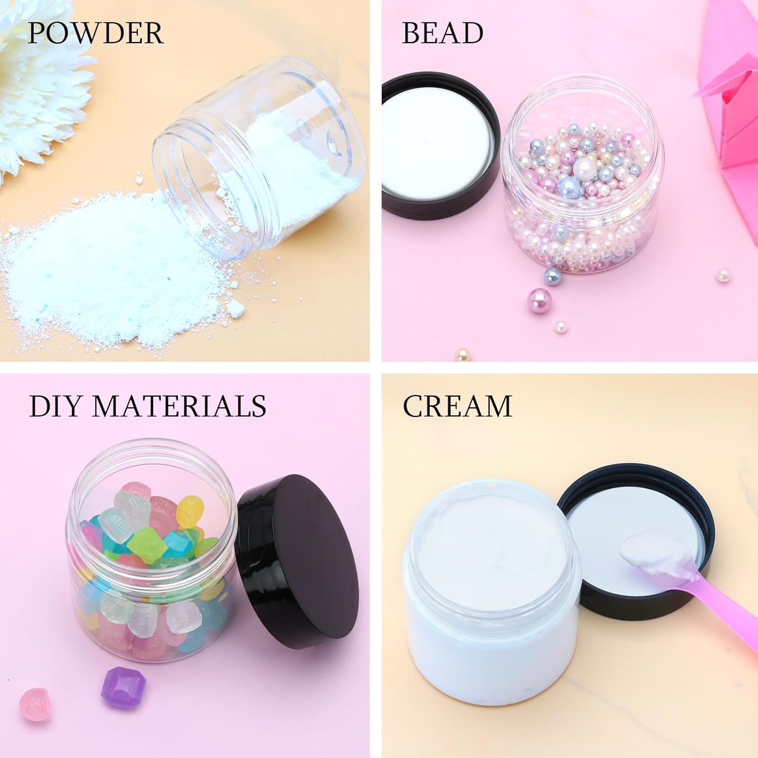 8 Pack 2oz Plastic Containers with Lids, Jars with Lids, Great for storing,lip balms, creams, ointments, cosmetics, samples-Velvo Beauty