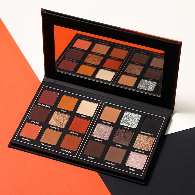 Prism Makeup Matte Eyeshadow Palette Pro 18 Colors Pigmented Shimmer Glitter Eye Shadow Palette, Long Lasting Waterproof Smokey Powder Cosmetics Halloween Makeup Kit (01# Seductress)-Velvo Beauty
