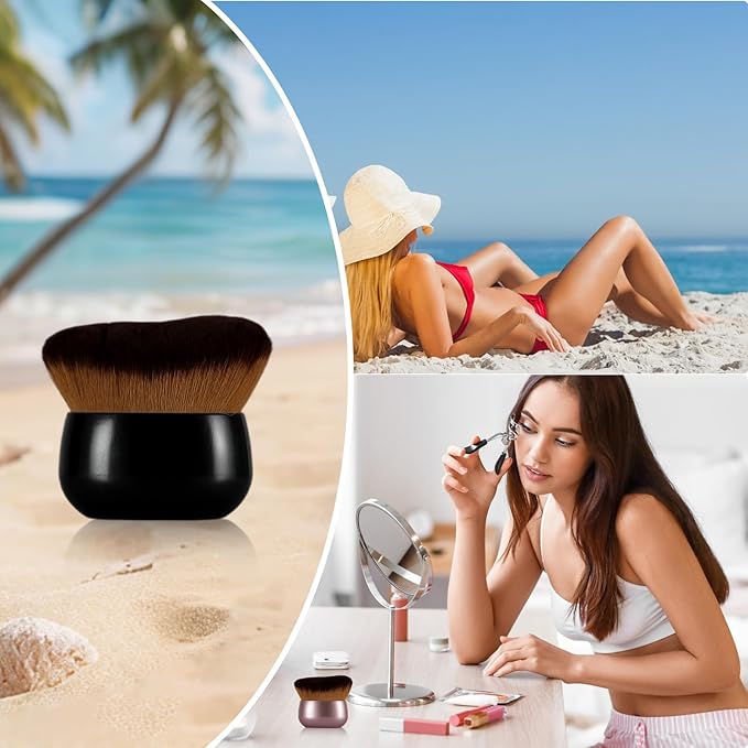 Extra-Large 75mm Body Makeup Brush Vegan Synthetic Bristles for Streak-Free Self Tanner, Bronzer & Foundation, Wet/Dry Use, Oval Face & Back Application–Pink Rose Gold-Velvo Beauty
