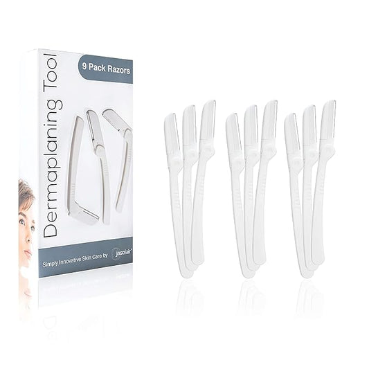 Dermaplaning Tool (9 Count) – Easy to Use Dermaplane Razor for Face – Precision Facial Razor for Eyebrows & Peach Fuzz - Gentle Exfoliating Shaver for Smooth, Radiant Skin-Velvo Beauty