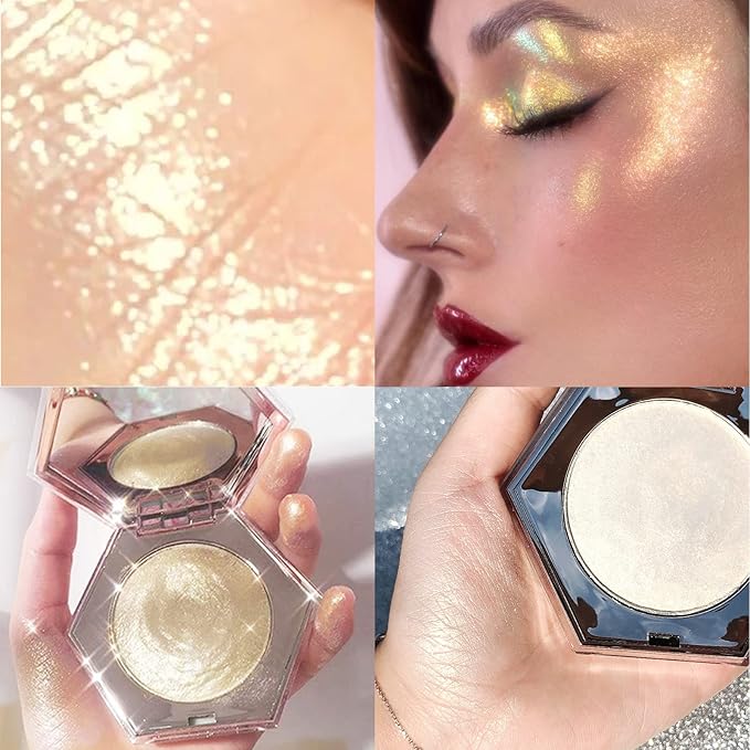 Erinde Champagne Gold Face Highlighter Makeup Palette, Shimmer Diamond Glitter Highlighter Powder for Face Body, Face Highlighters Makeup & luminizers Palette, Long-Lasting Lightweight, 03#-Velvo Beauty