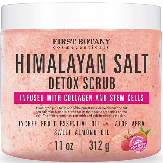 First Botany Body Scrub - Natural Exfoliating Salt Scrub & Body and Face Souffle helps with Moisturizing Skin, Acne, Cellulite, Dead Skin Scars, Wrinkles (Himalayan Salt)-Velvo Beauty