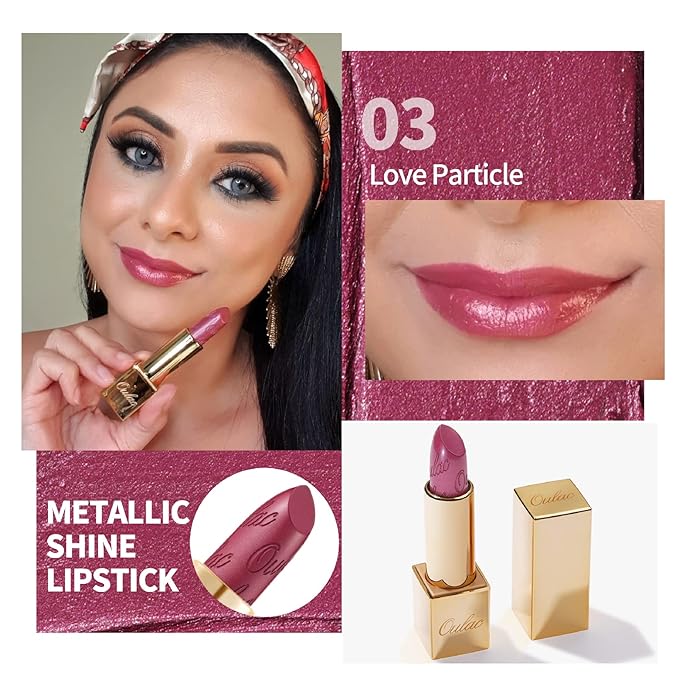 Oulac Metallic Lipstick Set- Dark Lipcolor with Moisturizing Formula, Vegan Beauty, Full-Coverage Lip Color, Christmas Gifts for Women, 4.3g X 3PCS-Velvo Beauty