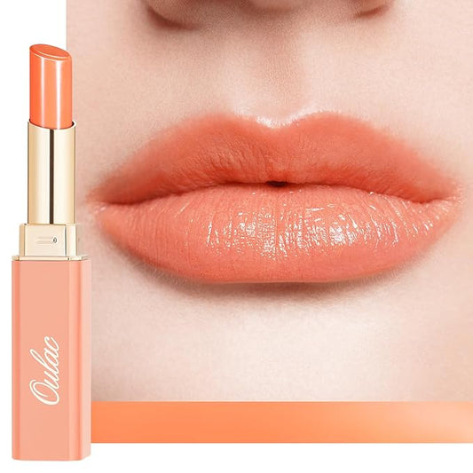 Oulac Shine Orange Lipstick for Women, 2 in 1 Glossy Coral Orange Tinted Lip Balm, Hydrating Lipstick for Dry Lips, Moisture Shine Juicy Finish Vegan 2.2g/0.07oz (21)-Velvo Beauty
