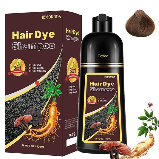 Coffee Hair Dye 3 in 1 - Instant Hair Color Shampoo for Refreshing, Herbal Hair Dye for Women & Men, Easy to Use & Long Lasting 16.90 oz-Velvo Beauty