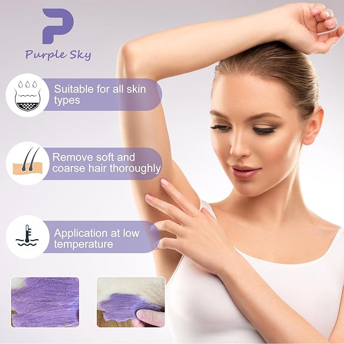 PURPLESKY 80oz Hard Wax Beads Bulk - Hair Removal Waxing for Body Face Back Underarm Leg - At Home Salon - SPA Choice - Quick Coarse Remove - Long Lasting-Velvo Beauty
