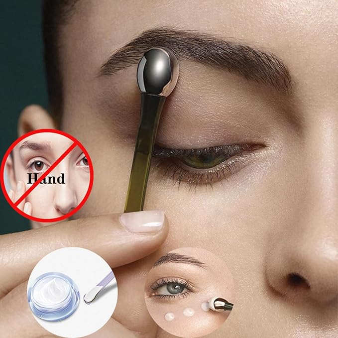 2 PCS Portable Eye Serum Cream Applicator Eyes Massage Tool, Can Be Used As Eyes Cream Spoon, Reduce Eye Swelling Flannel small gift bag-Velvo Beauty