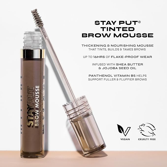 Milani Brow Tint- Stay Put Tinted Brow Mousse, Nourishing, High-Pigment infused with Shea Butter, Jojoba Seed Oil & Panthenol Vitamin B5 - Brown Black-Velvo Beauty