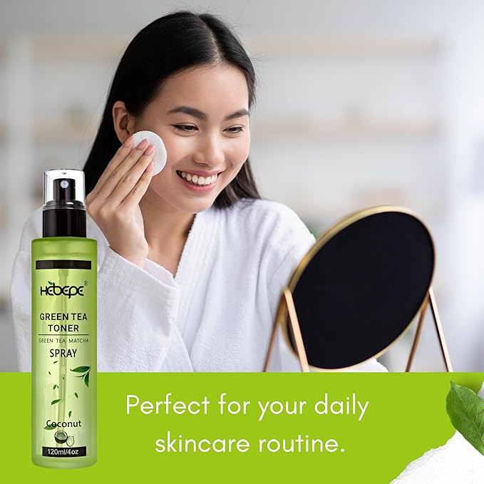 Green Tea Matcha Facial Toner Mist with Coconut Water, Refreshing, and Soothing Face Toner, with Jojoba Oil, Castor Oil, Snail Filtrate,120ml-Velvo Beauty
