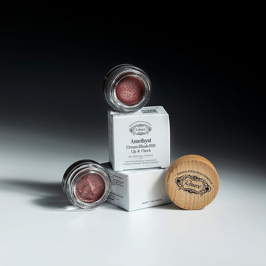 2-in-1 Cream Cheek Blush + Lip Color | Natural Mineral pigment | Soft Lips with natural oils and Vitamin E | 100% Plant ingredients, Vegan (Purple-burgundy/Shimmery-Amethyst, 0.25fl oz)-Velvo Beauty
