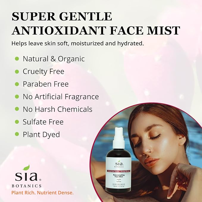 Rejuvenating Face Toner Mist (118ml/4oz Bottle) | Facial Treatment w/Prickly Pear, Aloe Vera, Orange Blossom | Natural, Clean, Botanical Skincare for Women-Velvo Beauty