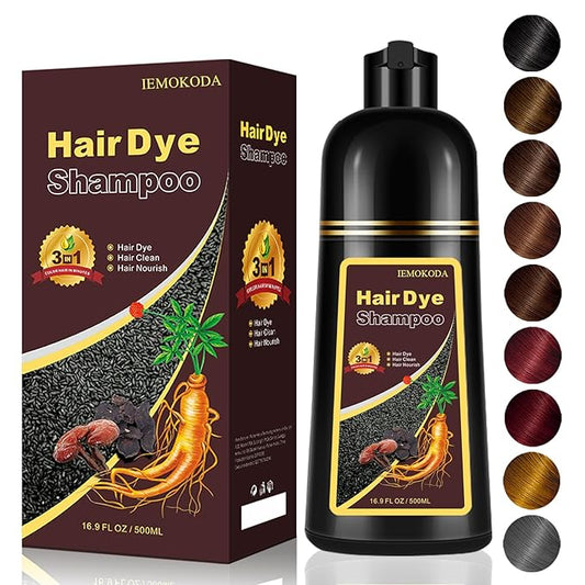 Dark Wine Red Hair Dye Shampoo, 100% Gray Hair Coverage for Men & Women, Instant and Long-lasting Hair Color Shampoo in Minutes, 3 in 1 Pure Plant Extract Natural Hair Dye Kit for All Hair Types-Velvo Beauty