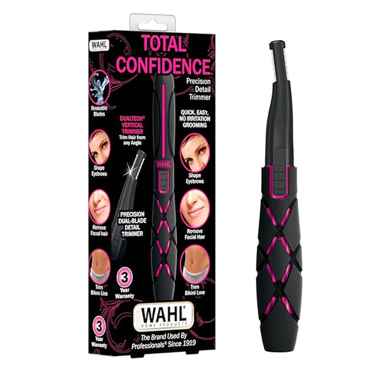 Wahl DualTech® Battery-Powered Hair Trimmer, Face Trimmer for Women Double Sided Detail Trimmer Head, Comfort Grip Body, Facial Hair Remover for Women Model 3026635-Velvo Beauty