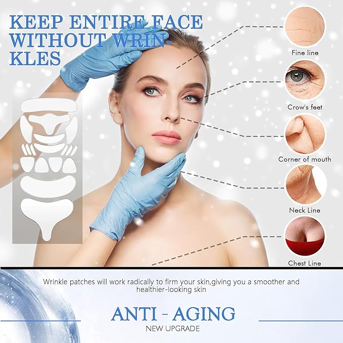 18 Pcs Wrinkle Patches,Reusable Silicone Face, Forehead, Neck & Chest Wrinkle Pads – Anti Aging Overnight Facial Smoothing Pads for Fine Lines, Decollete Care, Skin Rejuvenation-Velvo Beauty