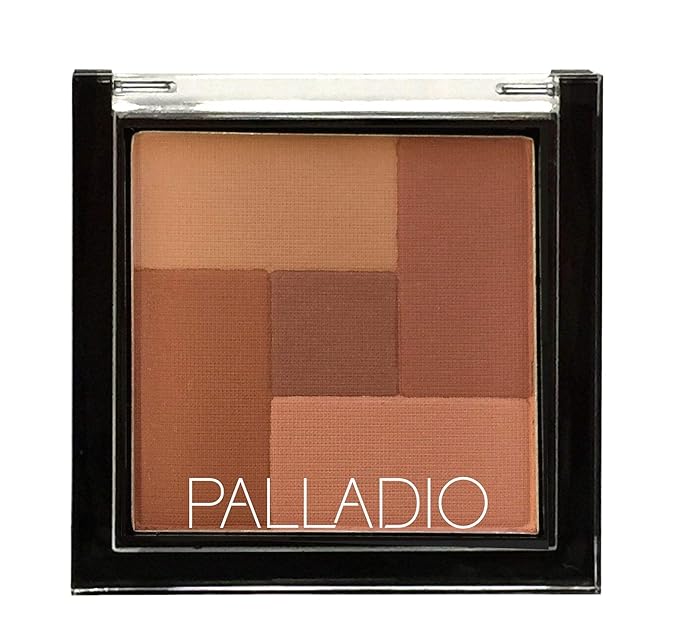 Palladio 2 In 1 Mosaic Powder Blush and Bronzer Silky Smooth Face Makeup Pressed Five Color Hues from Shimmering Pinks to Golden Browns Rich Pigmented Shades Flawless Finish, Spice, 0.28 Oz-Velvo Beauty