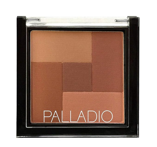 Palladio 2 In 1 Mosaic Powder Blush and Bronzer Silky Smooth Face Makeup Pressed Five Color Hues from Shimmering Pinks to Golden Browns Rich Pigmented Shades Flawless Finish, Spice, 0.28 Oz-Velvo Beauty