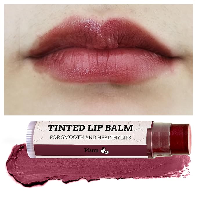 Tinted Lip Balm by Earth’s Daughter – 4 Pack of Plum Color – Beeswax, Coconut Oil, Cocoa Butter, Vitamin E – Moisturize and Beautify – Paraben Free-Velvo Beauty