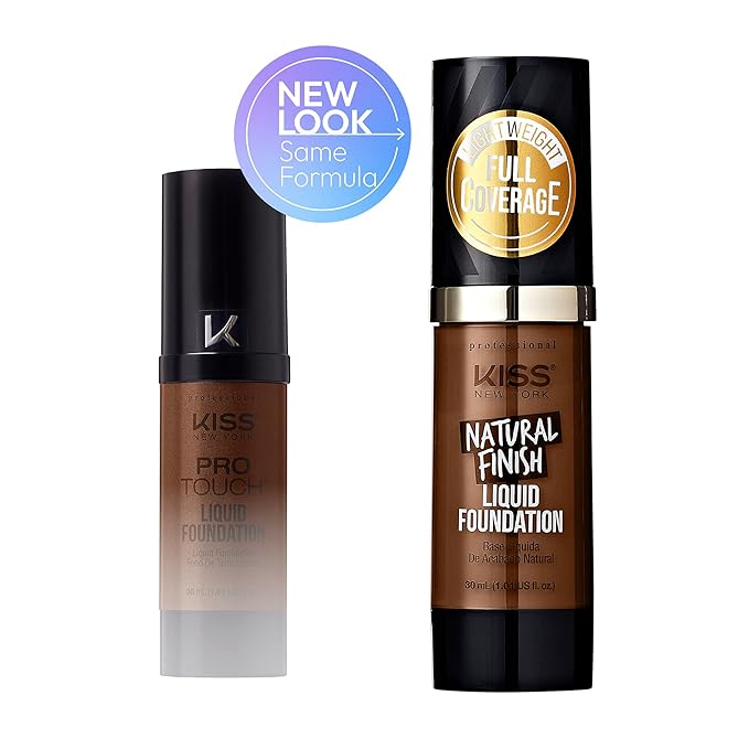 Kiss New York Professional Liquid Foundation - Lightweight and Hydrating Formula, Natural Finish, Control Shine, Cover Pores, Medium to Full Coverage, Green Tea Extract (Cognac)-Velvo Beauty