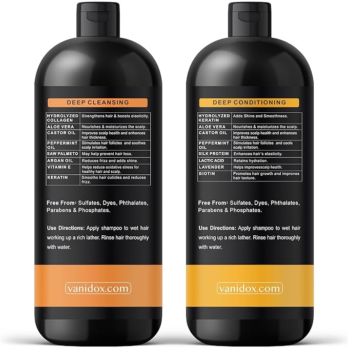 Tea Tree Oil Shampoo and Conditioner Set with Biotin, DHT Blockers, Itchy Scalp Relief, Supports Thicker-Looking Hair, Cleanses Dandruff & Buildup, For Men & Women, Made in USA, 16 fl oz Each-Velvo Beauty