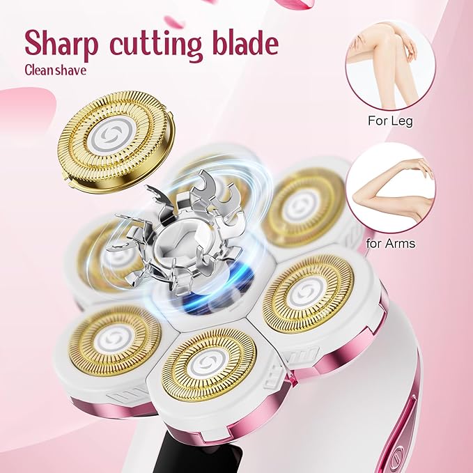 Electric Razors for Women,7D Gifts for Women,Cordless Electric Shaver with Detachable Head Wet/Dry Facial Hair Remover for Legs Painless Water Resistant (Pink)-Velvo Beauty